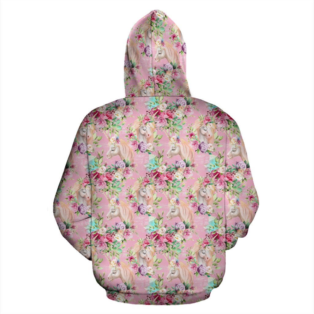 Unicorn Princess with Rose Pullover Hoodie