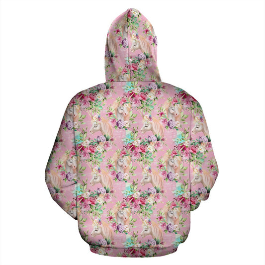 Unicorn Princess with Rose Pullover Hoodie
