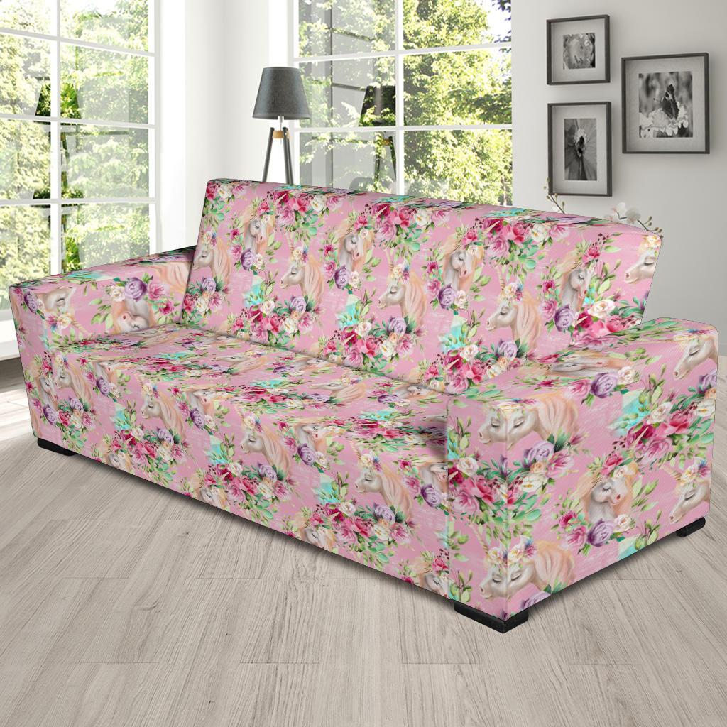 Unicorn Princess with Rose Sofa Slipcover-JTAMIGO.COM