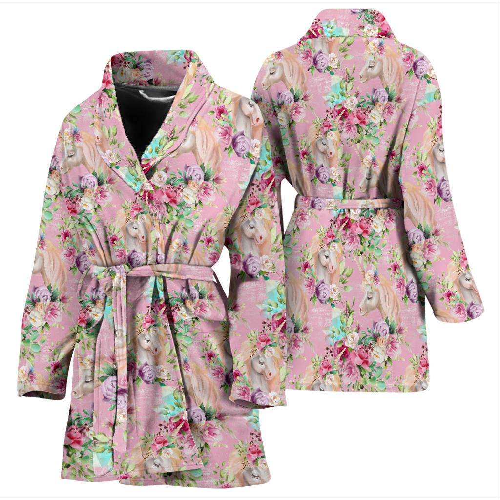 Unicorn Princess with Rose Women Bath Robe-JTAMIGO.COM