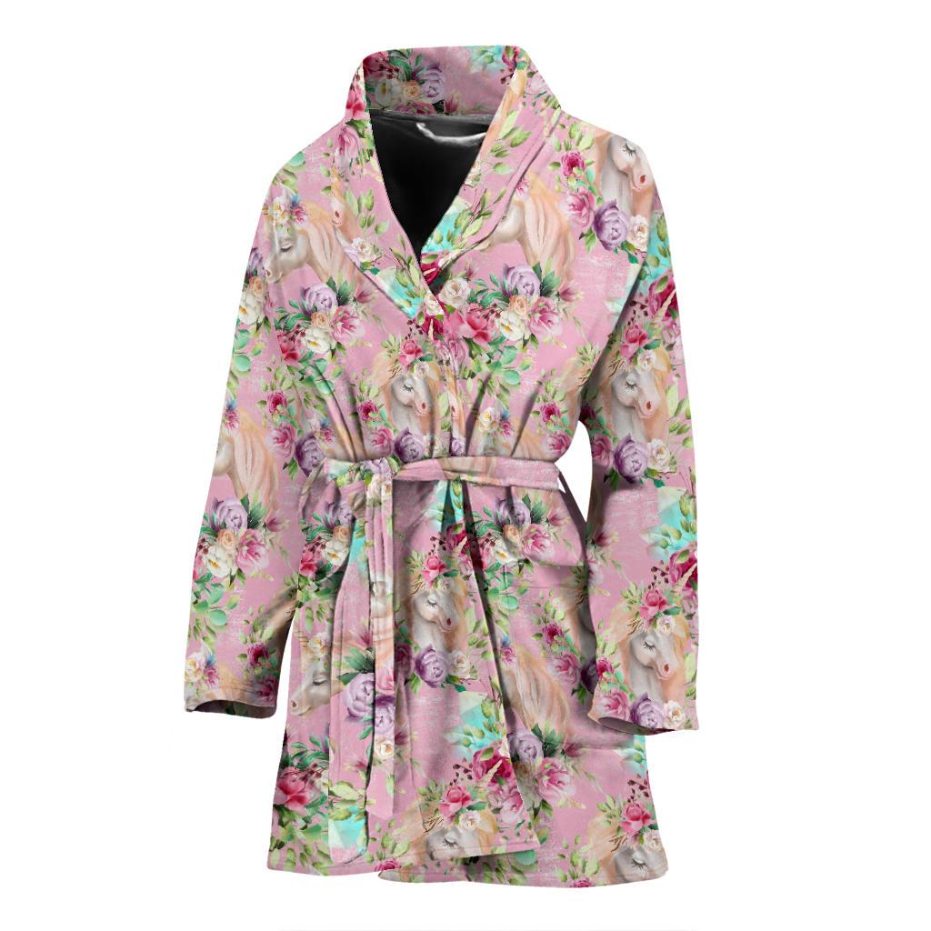 Unicorn Princess with Rose Women Bath Robe-JTAMIGO.COM