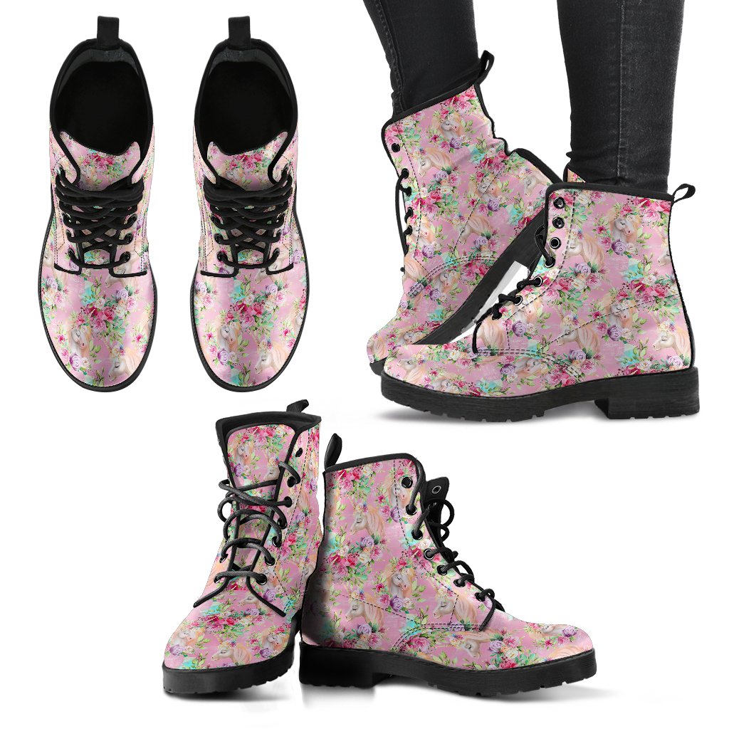 Unicorn Princess with Rose Women Leather Boots-JTAMIGO.COM