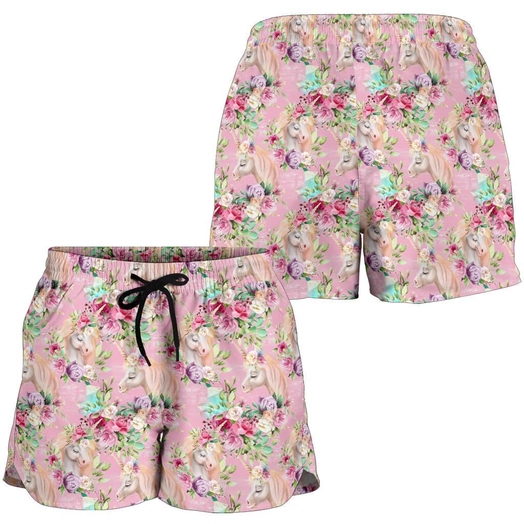Unicorn Princess with Rose Women Shorts-JTAMIGO.COM