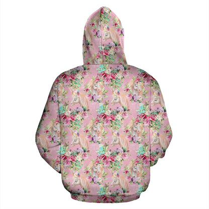 Unicorn Princess with Rose Zip Up Hoodie