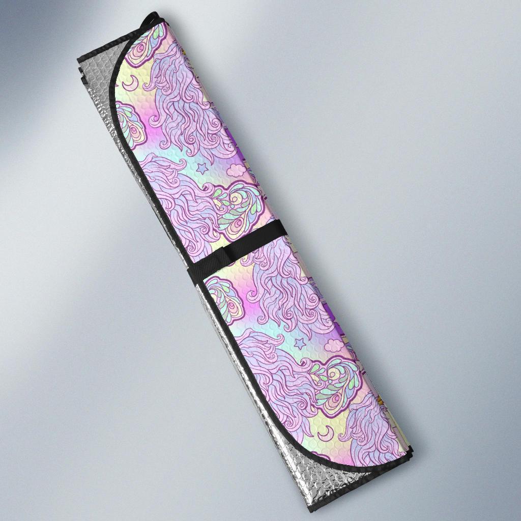 Unicorn Rainbow Star Heart Print Car Sun Shade For Windshield