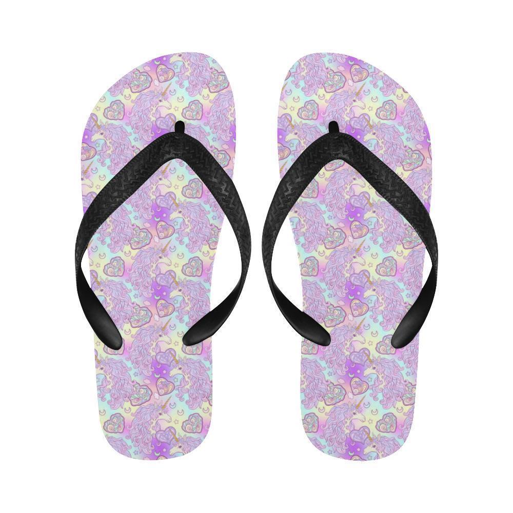 Unicorn Rainbow Star Heart Print Flip Flops-JTAMIGO.COM