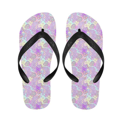 Unicorn Rainbow Star Heart Print Flip Flops-JTAMIGO.COM