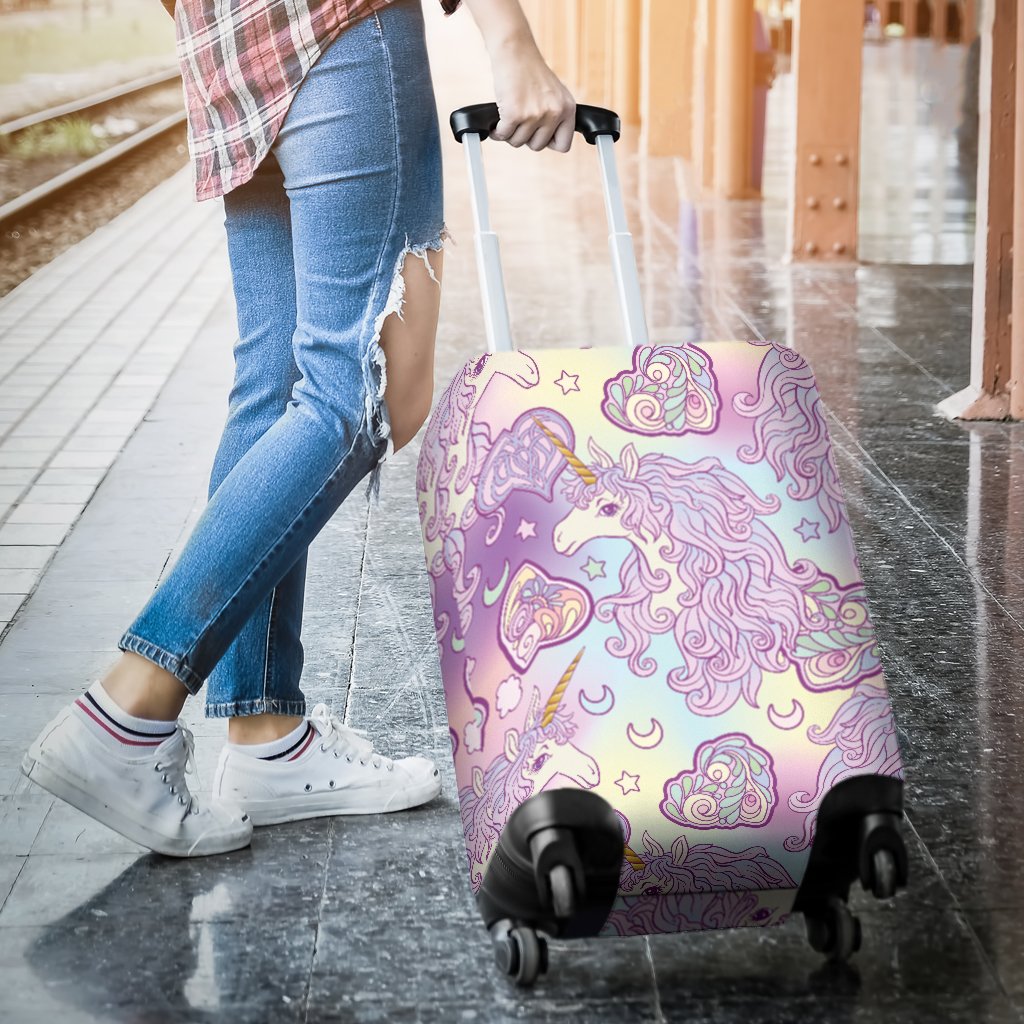 Unicorn Rainbow Star Heart Print Luggage Cover Protector