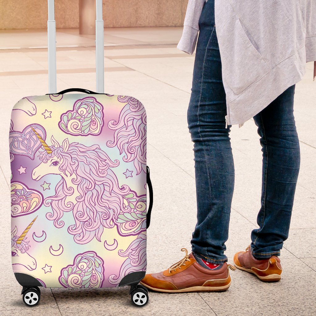 Unicorn Rainbow Star Heart Print Luggage Cover Protector