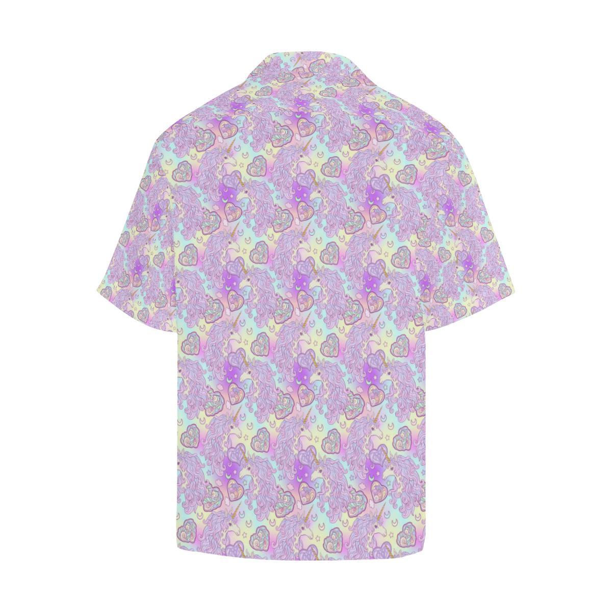 Unicorn Rainbow Star Heart Print Men Aloha Hawaiian Shirt