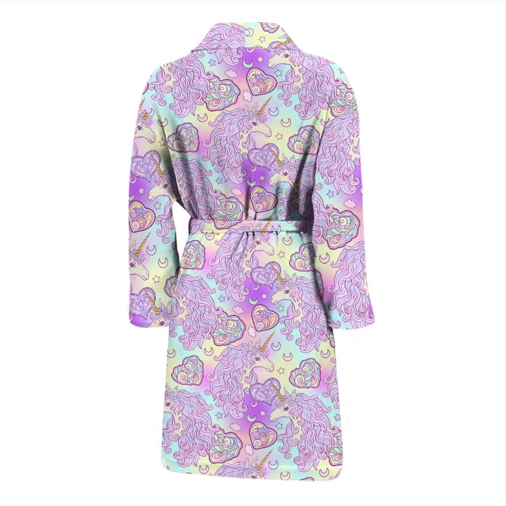 Unicorn Rainbow Star Heart Print Men Bath Robe-JTAMIGO.COM