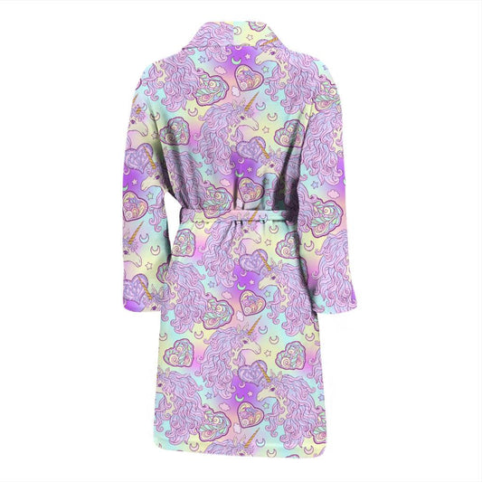 Unicorn Rainbow Star Heart Print Men Bath Robe-JTAMIGO.COM