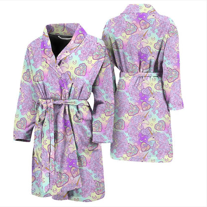 Unicorn Rainbow Star Heart Print Men Bath Robe-JTAMIGO.COM