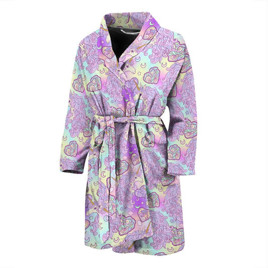Unicorn Rainbow Star Heart Print Men Bath Robe-JTAMIGO.COM