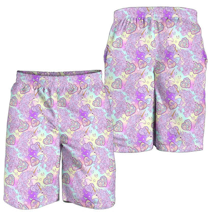 Unicorn Rainbow Star Heart Print Mens Shorts-JTAMIGO.COM