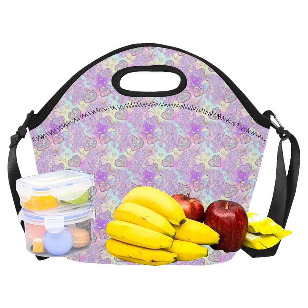 Unicorn Rainbow Star Heart Print Neoprene Lunch Bag (Model 1669)(Large)-JTAMIGO.COM