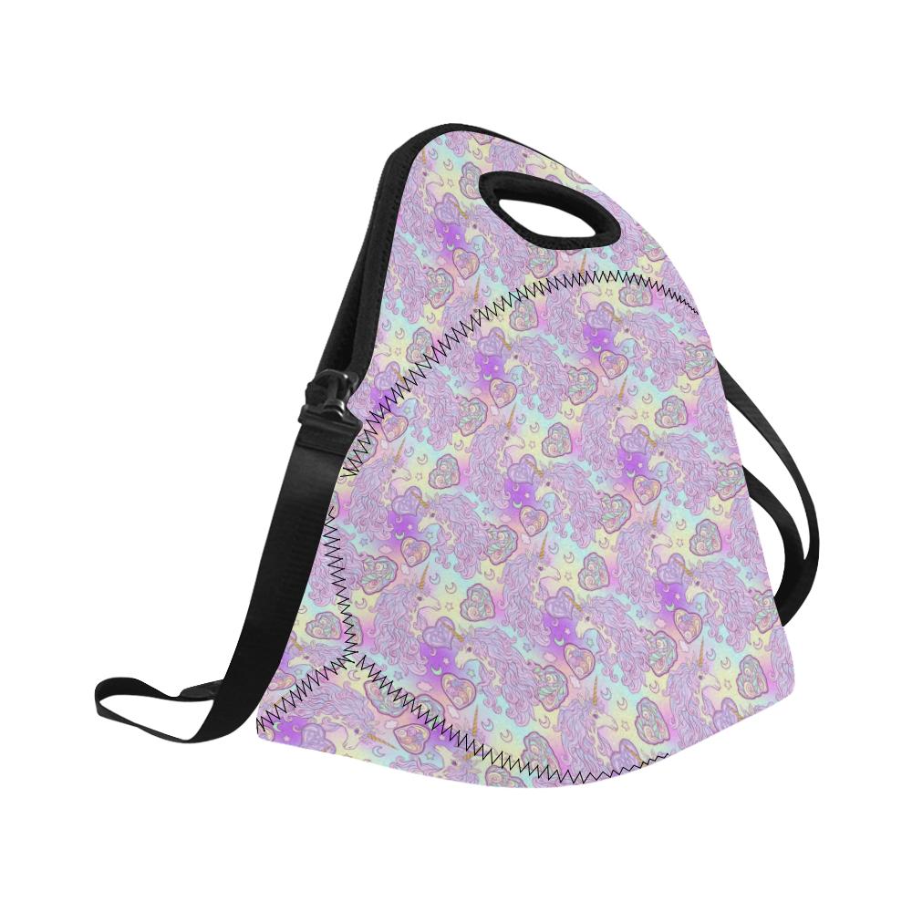 Unicorn Rainbow Star Heart Print Neoprene Lunch Bag (Model 1669)(Large)-JTAMIGO.COM