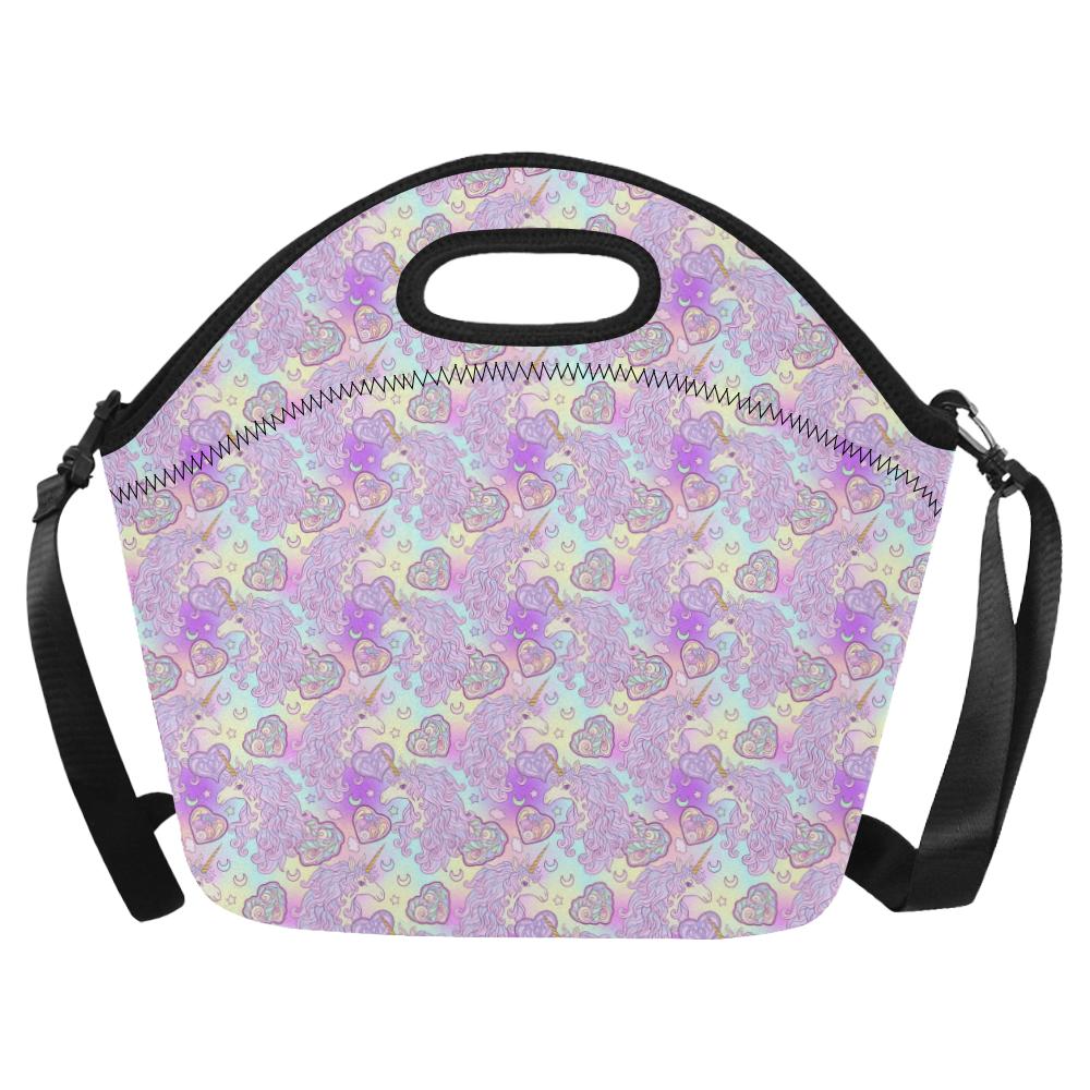 Unicorn Rainbow Star Heart Print Neoprene Lunch Bag (Model 1669)(Large)-JTAMIGO.COM