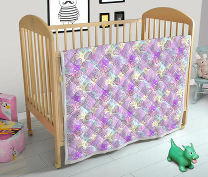 Unicorn Rainbow Star Heart Print Premium Quilt-JTAMIGO.COM
