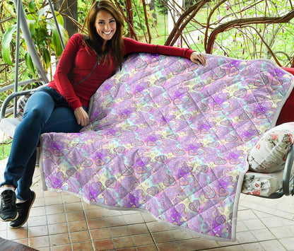 Unicorn Rainbow Star Heart Print Premium Quilt-JTAMIGO.COM