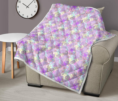 Unicorn Rainbow Star Heart Print Premium Quilt-JTAMIGO.COM