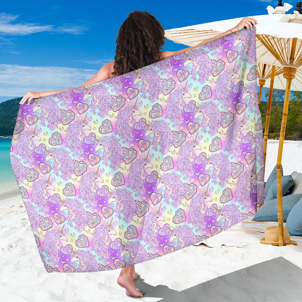 Unicorn Rainbow Star Heart Print Sarong Pareo Wrap