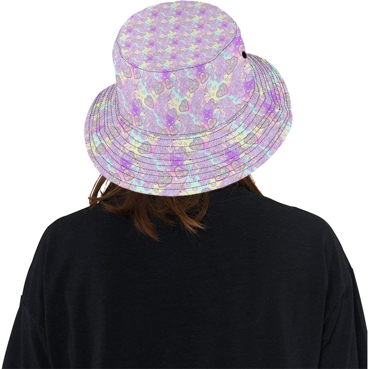 Unicorn Rainbow Star Heart Print Unisex Bucket Hat