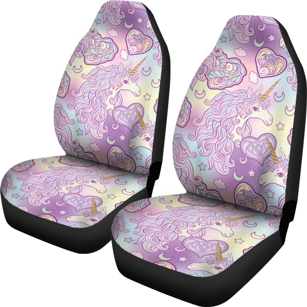 Unicorn Rainbow Star Heart Print Universal Fit Car Seat Covers