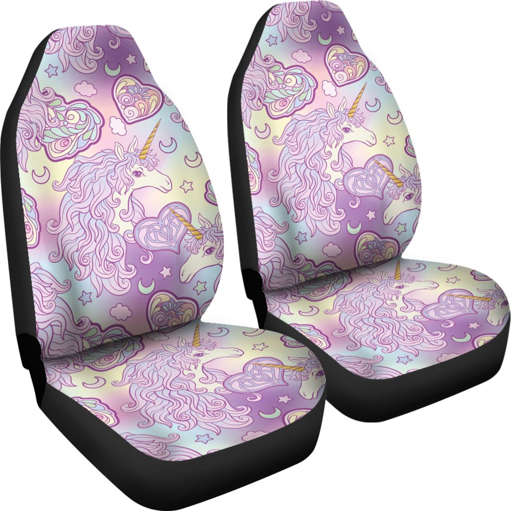 Unicorn Rainbow Star Heart Print Universal Fit Car Seat Covers