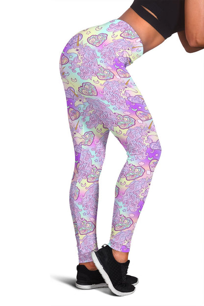 Unicorn Rainbow Star Heart Print Women Leggings