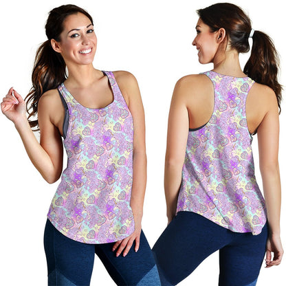 Unicorn Rainbow Star Heart Print Women Racerback Tank Top