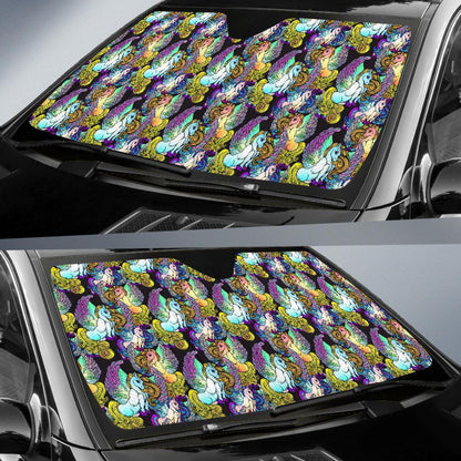 Unicorn With Wings Print Pattern Car Sun Shade For Windshield