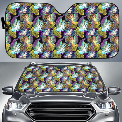 Unicorn With Wings Print Pattern Car Sun Shade For Windshield