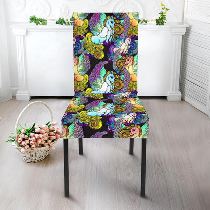 Unicorn With Wings Print Pattern Dining Chair Slipcover-JTAMIGO.COM