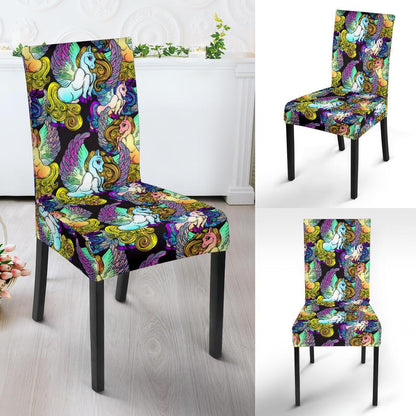 Unicorn With Wings Print Pattern Dining Chair Slipcover-JTAMIGO.COM