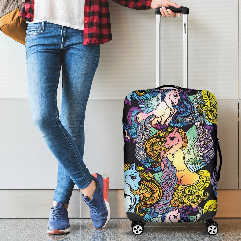 Unicorn With Wings Print Pattern Luggage Cover Protector