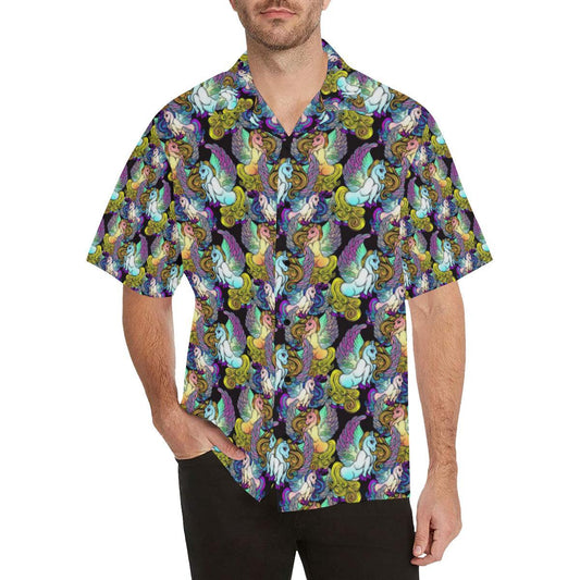 Unicorn With Wings Print Pattern Men Aloha Hawaiian Shirt