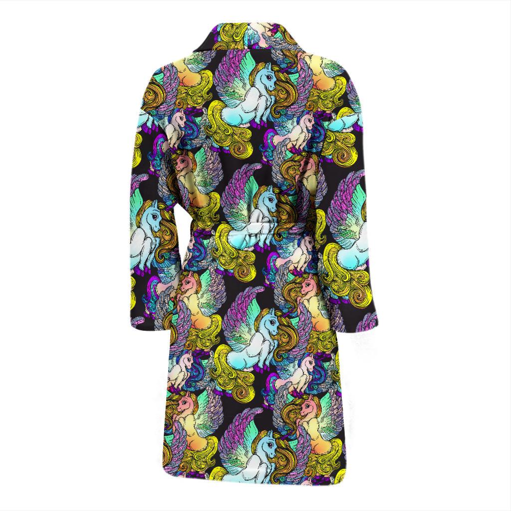 Unicorn With Wings Print Pattern Men Bath Robe-JTAMIGO.COM