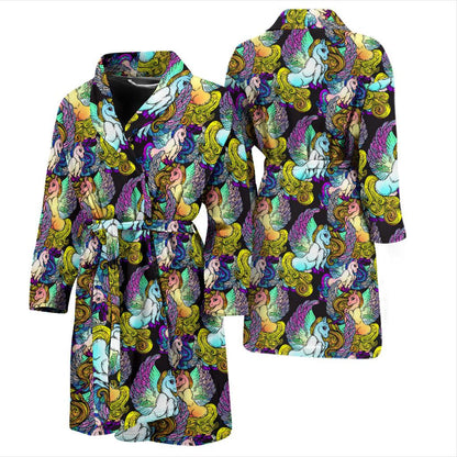 Unicorn With Wings Print Pattern Men Bath Robe-JTAMIGO.COM