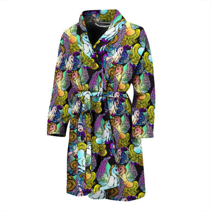 Unicorn With Wings Print Pattern Men Bath Robe-JTAMIGO.COM