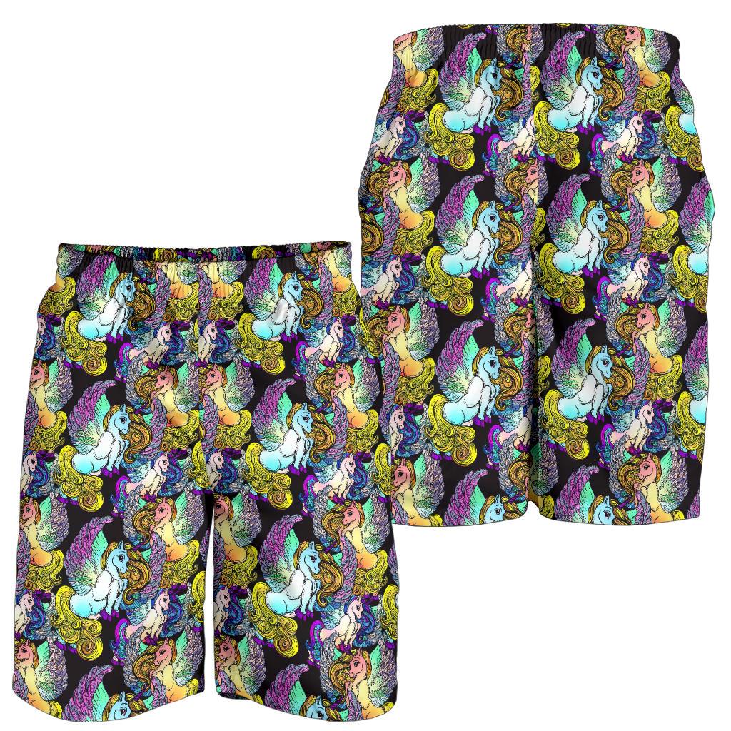 Unicorn With Wings Print Pattern Mens Shorts-JTAMIGO.COM