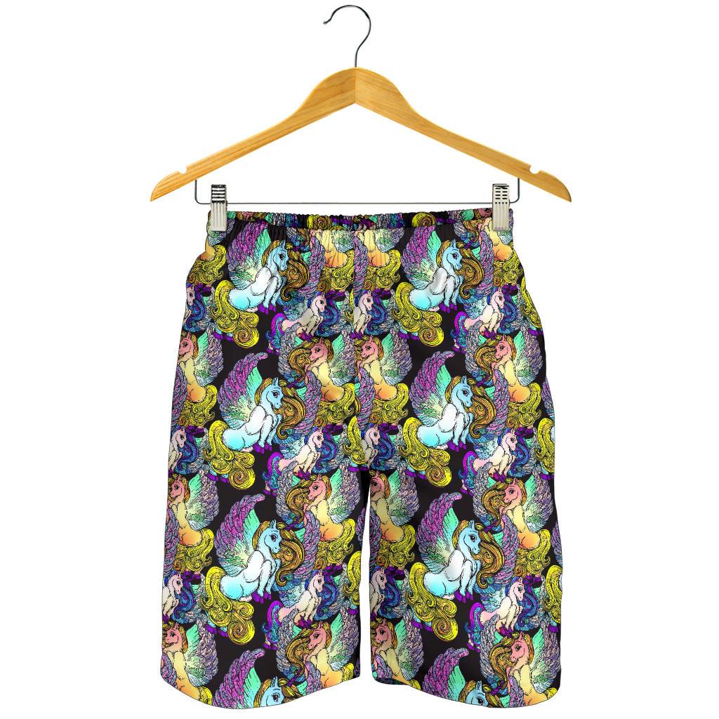 Unicorn With Wings Print Pattern Mens Shorts-JTAMIGO.COM