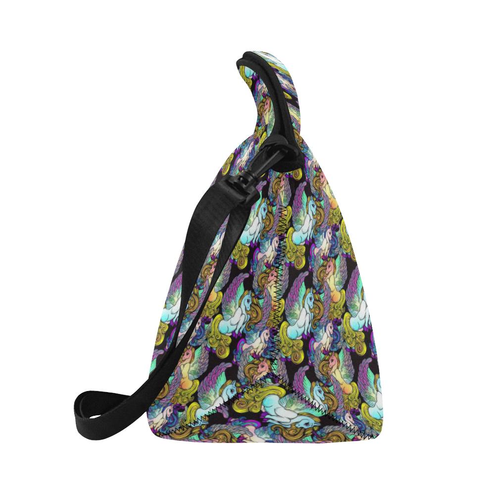 Unicorn With Wings Print Pattern Neoprene Lunch Bag (Model 1669)(Large)-JTAMIGO.COM