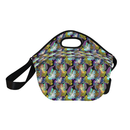 Unicorn With Wings Print Pattern Neoprene Lunch Bag (Model 1669)(Large)-JTAMIGO.COM