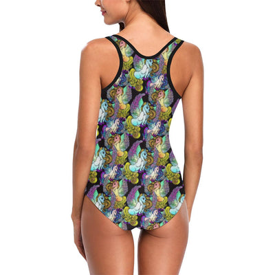 Unicorn With Wings Print Pattern One Piece Swimsuit-JTAMIGO.COM