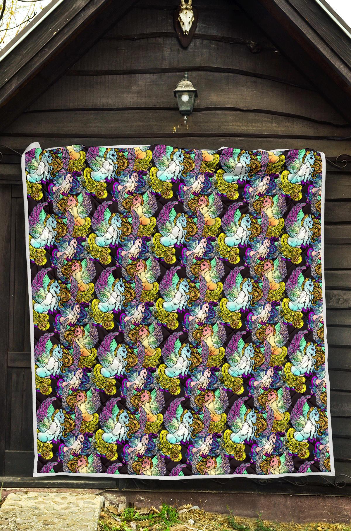 Unicorn With Wings Print Pattern Premium Quilt-JTAMIGO.COM