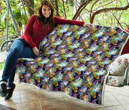 Unicorn With Wings Print Pattern Premium Quilt-JTAMIGO.COM