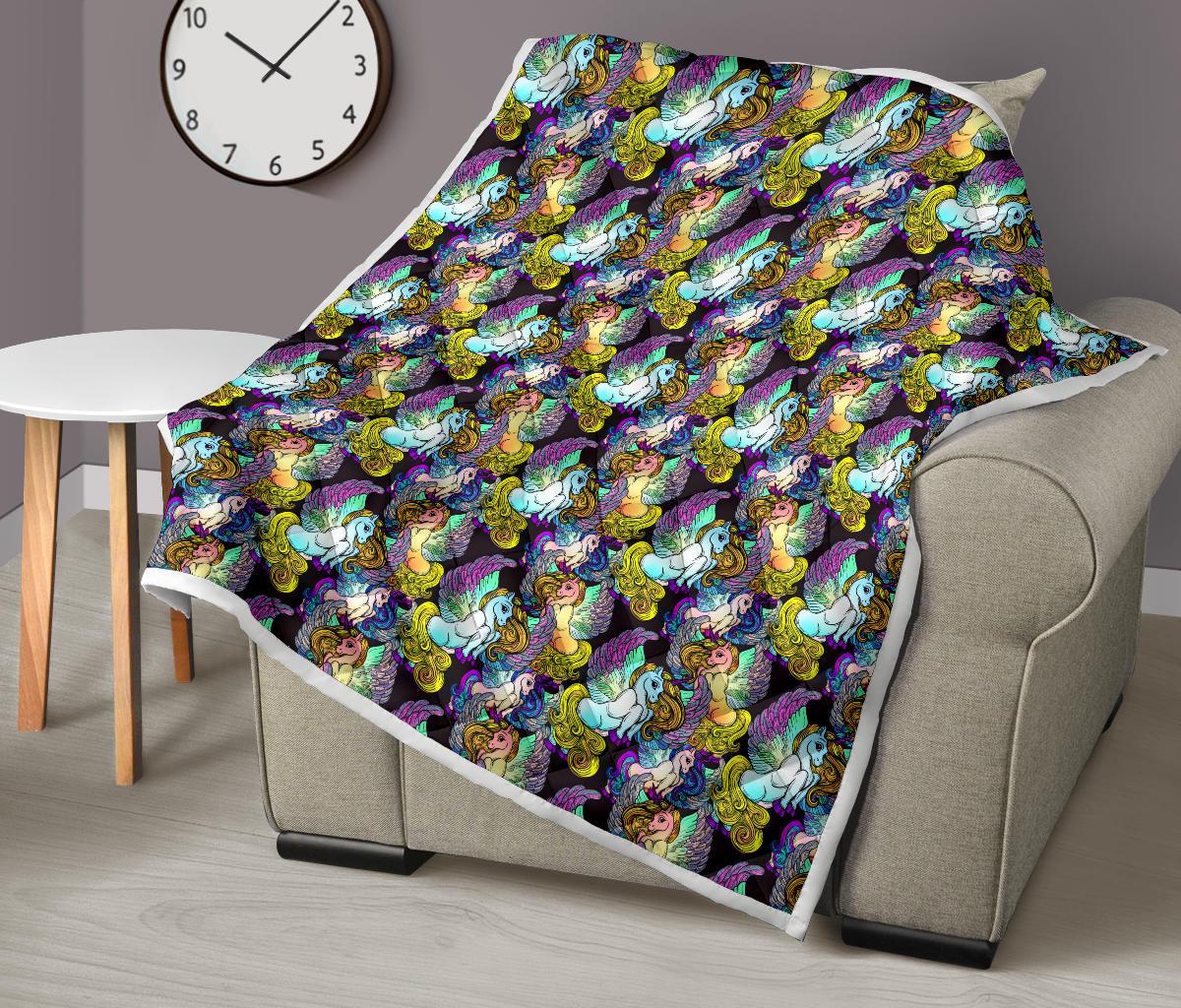 Unicorn With Wings Print Pattern Premium Quilt-JTAMIGO.COM