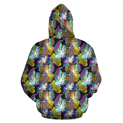 Unicorn With Wings Print Pattern Pullover Hoodie