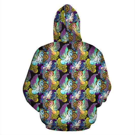 Unicorn With Wings Print Pattern Pullover Hoodie